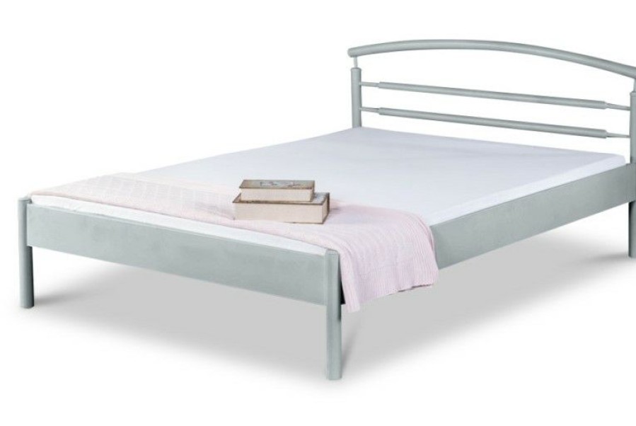 Bettgestelle * | Einrichten24 Metallbett Ella Silbergrau Breite: 120 Cm