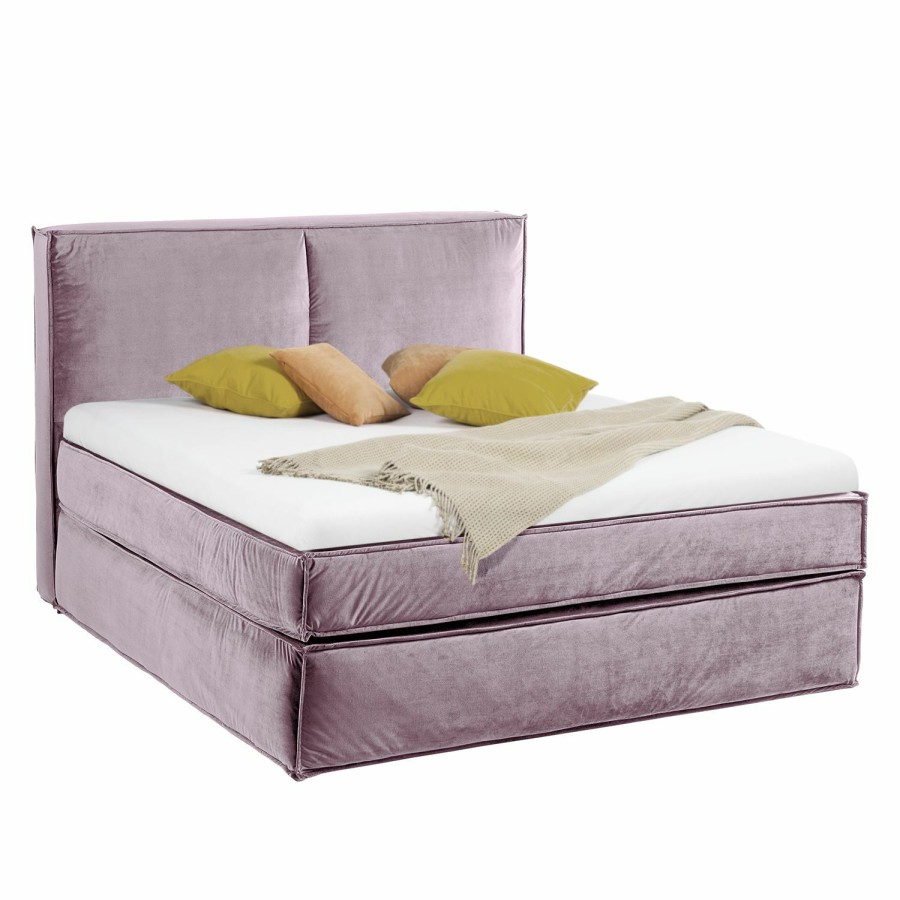 Boxspringbetten * | Boxspringbett Kinx Samt Fraya: Mauve 180 X 200Cm H2 130 Cm