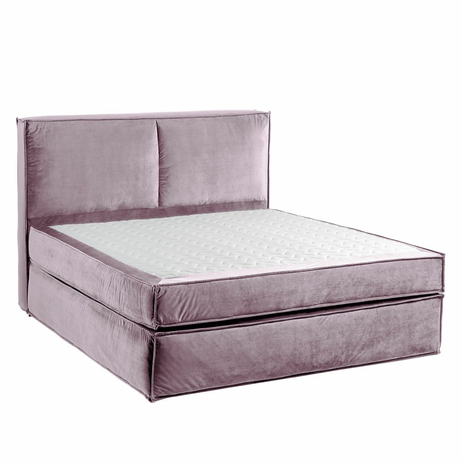 Boxspringbetten * | Boxspringbett Kinx Samt Fraya: Mauve 180 X 200Cm H2 130 Cm