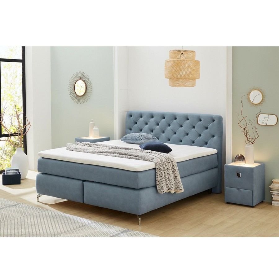 Boxspringbetten * | Loftscape Boxspringbett Cooling Hellblau H3