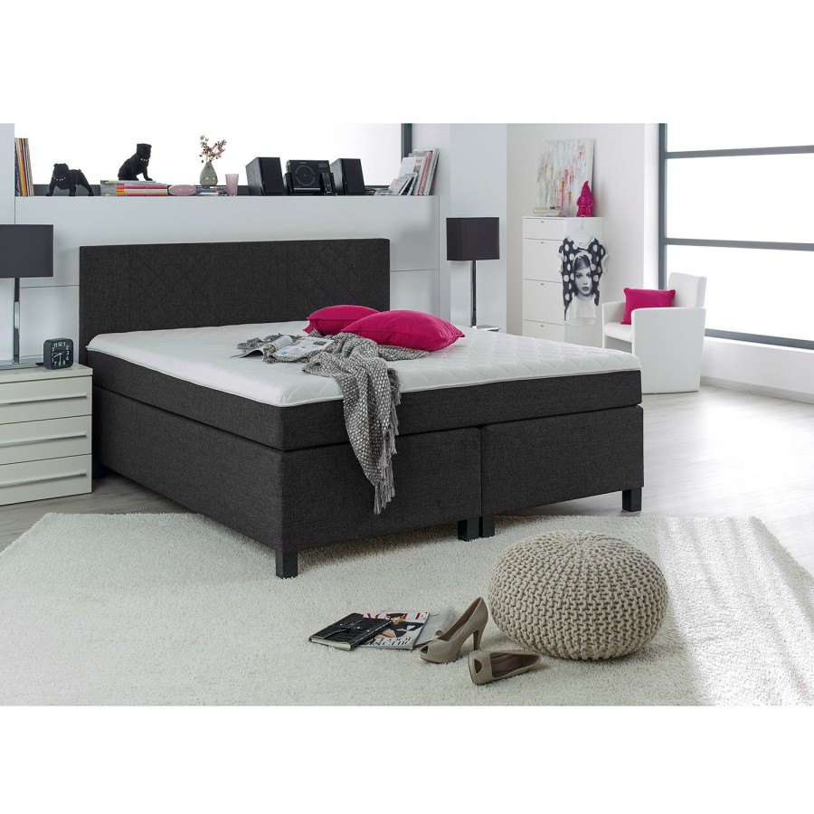 Boxspringbetten * | Loftscape Boxspringbett Saint Anne Anthrazit 180 X 200Cm