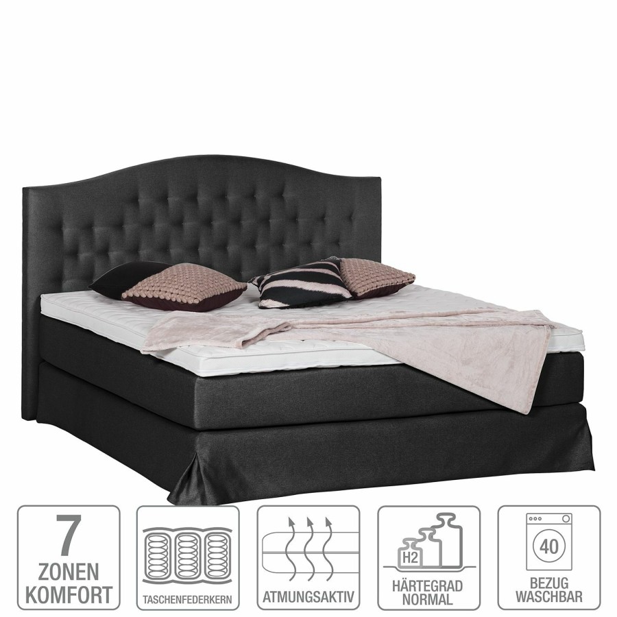 Boxspringbetten * | Maison Belfort Boxspringbett La Chatre Anthrazit 160 X 200Cm