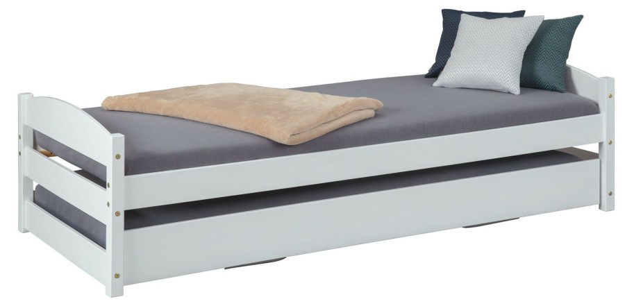 Bettgestelle * | Ebuy24 Vicki Bett 90 200 Vicki Bett 90 200 Cm Mit Extra Bett Weiss Lackiert.