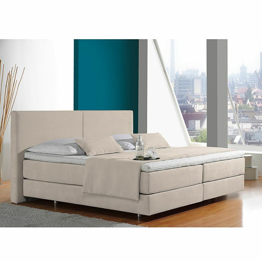 Boxspringbetten * | Loftscape Boxspringbett Nilan Ecru 160 X 200Cm Kaltschaummatratze H3