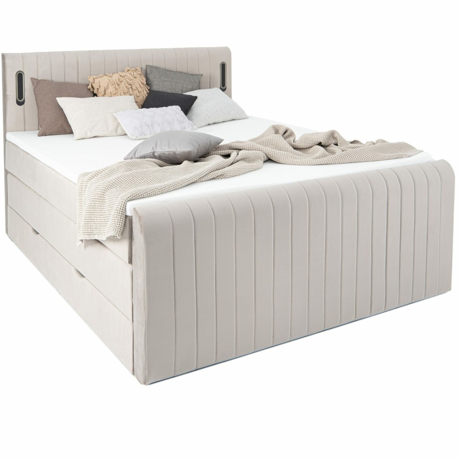 Boxspringbetten * | Wonello Boxspringbett Fly Beige Breite: 160 Cm