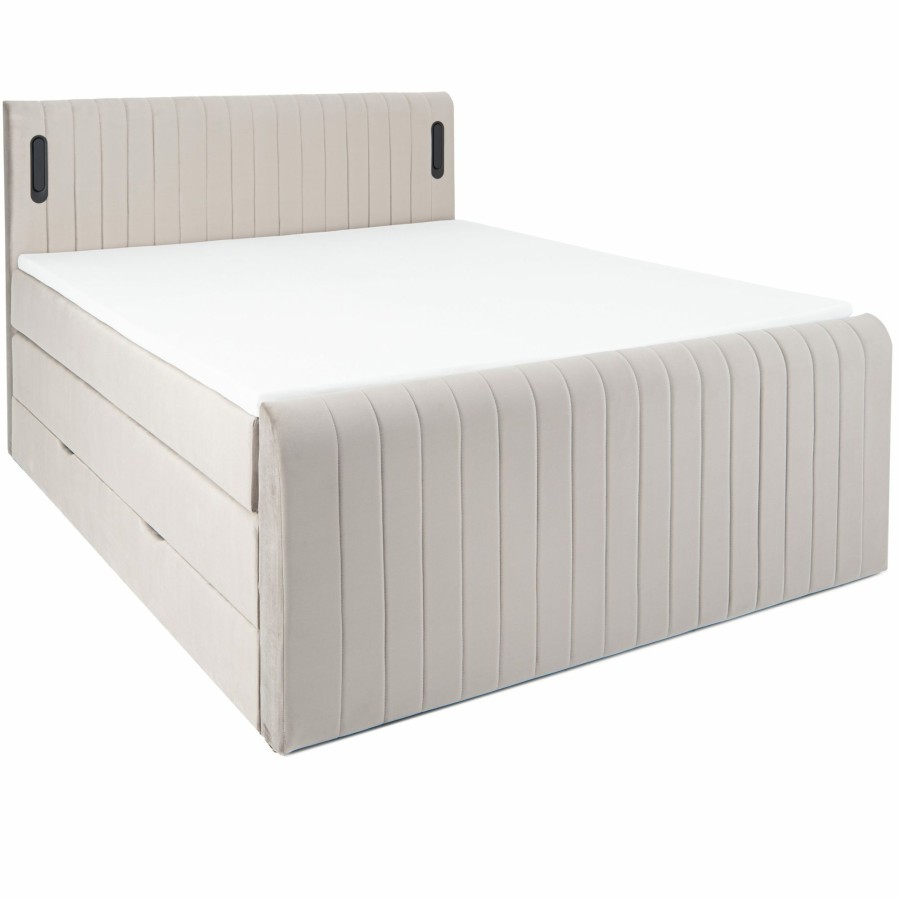 Boxspringbetten * | Wonello Boxspringbett Fly Beige Breite: 160 Cm