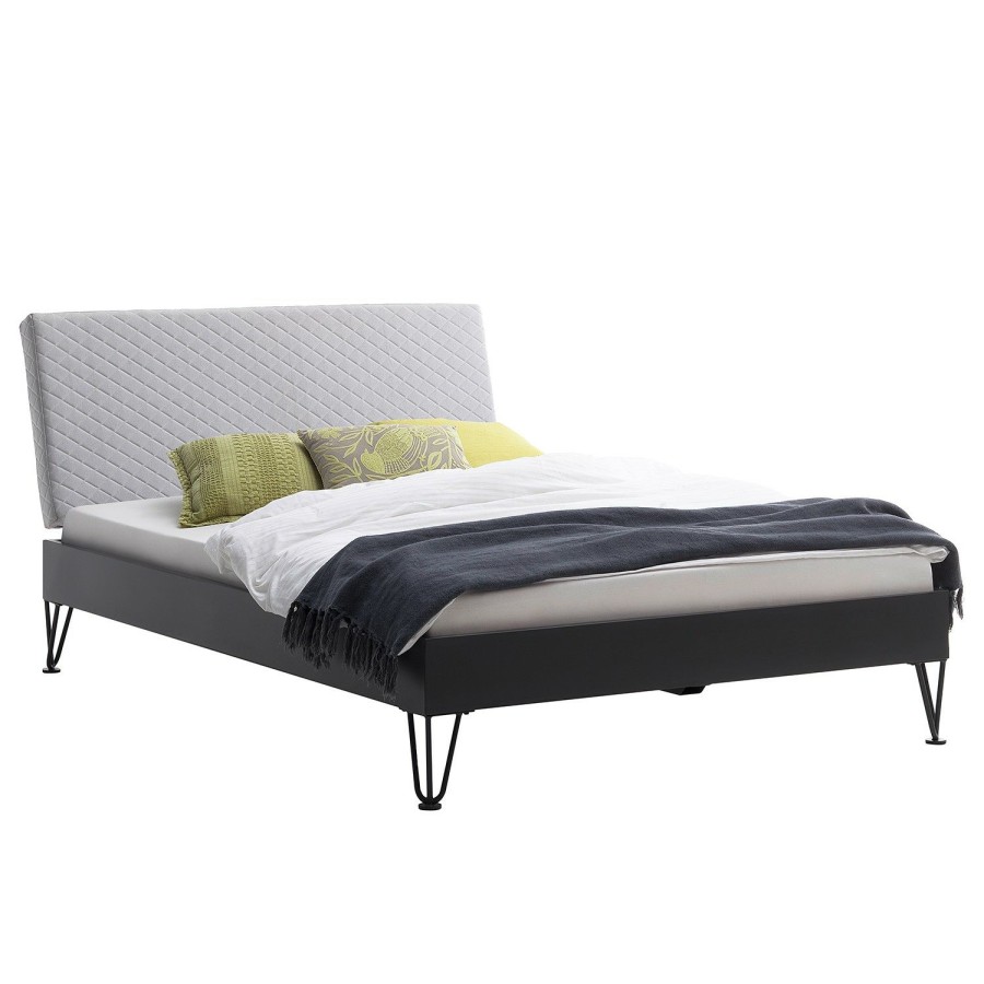 Bettgestelle * | Meise.Mobel Einzelbett Boston I Anthrazit / Hellgrau Breite: 185 Cm U-Form