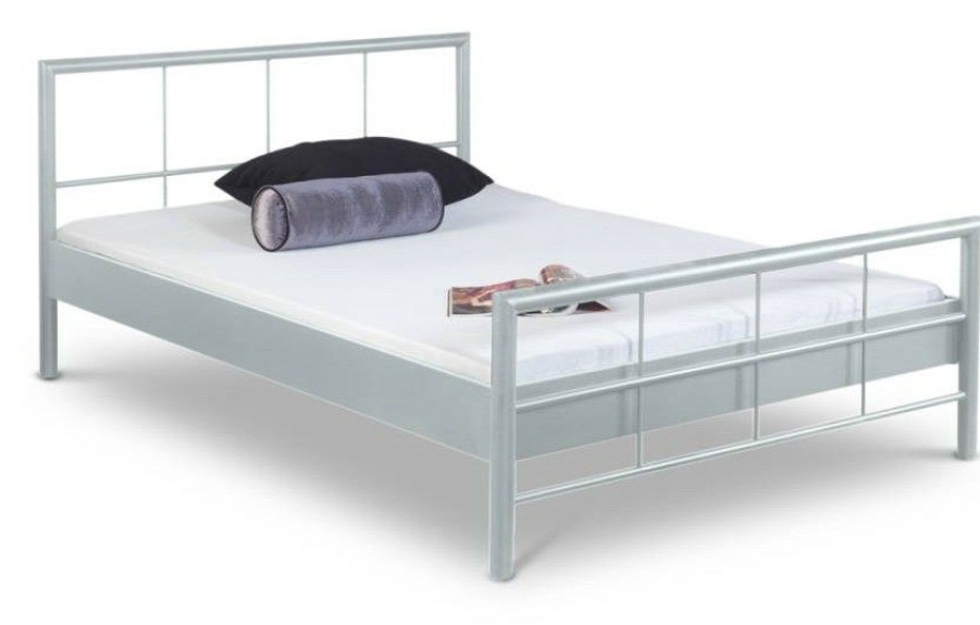 Bettgestelle * | Einrichten24 Metallbett Ruby Silbergrau Breite: 120 Cm