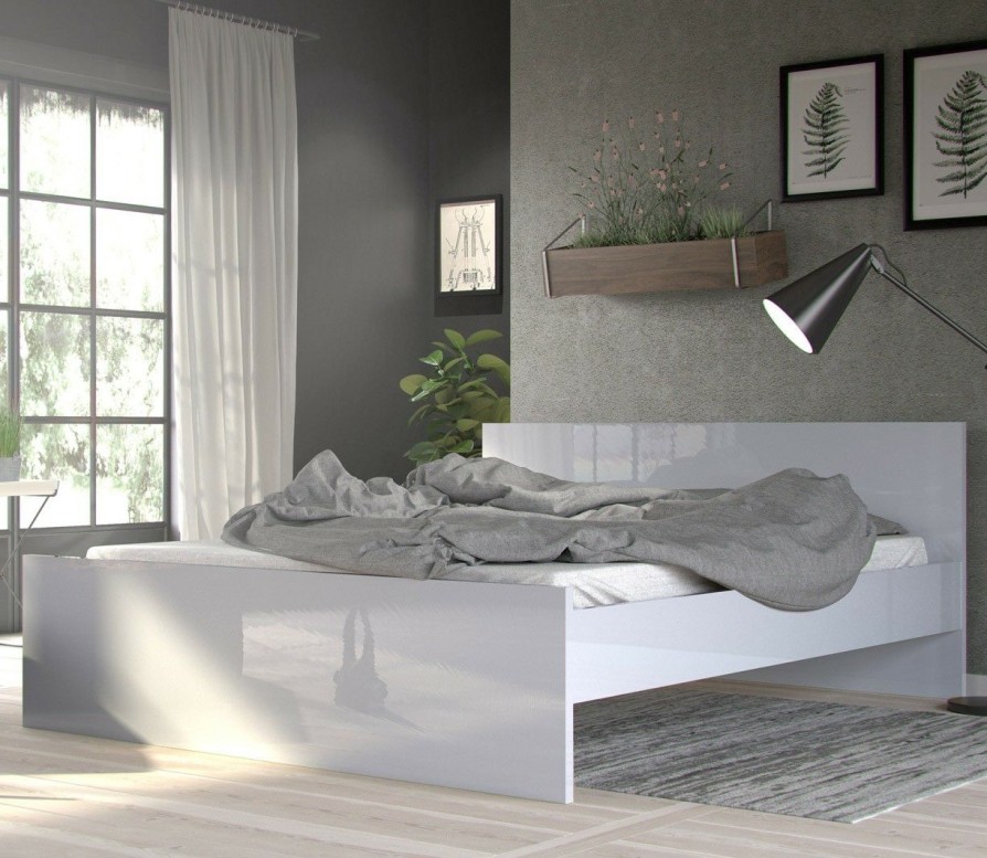 Bettgestelle * | Ebuy24 Nada Bett 160 Glas Weis