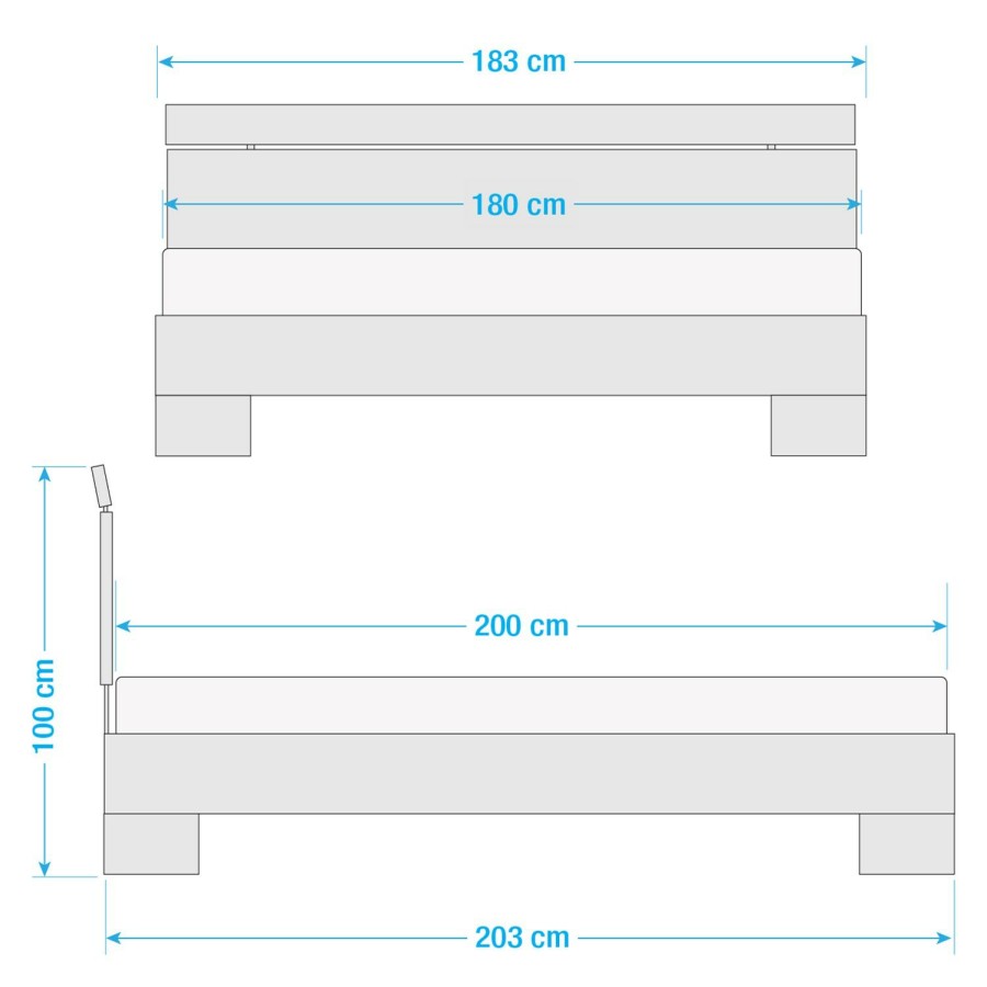 Bettgestelle * | Neue Modular Doppelbett Tirol 180 X 200Cm