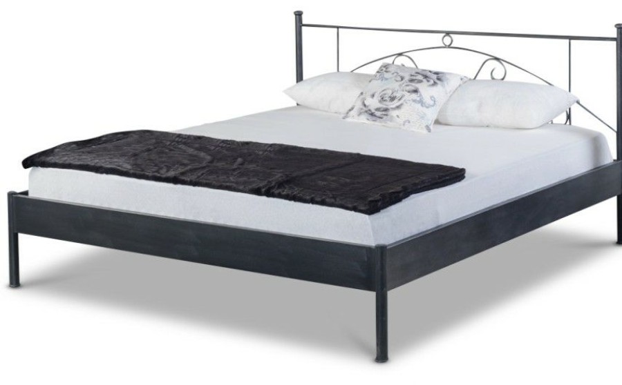 Bettgestelle * | Einrichten24 Metallbett Lena Schwarz Gewischt Breite: 140 Cm