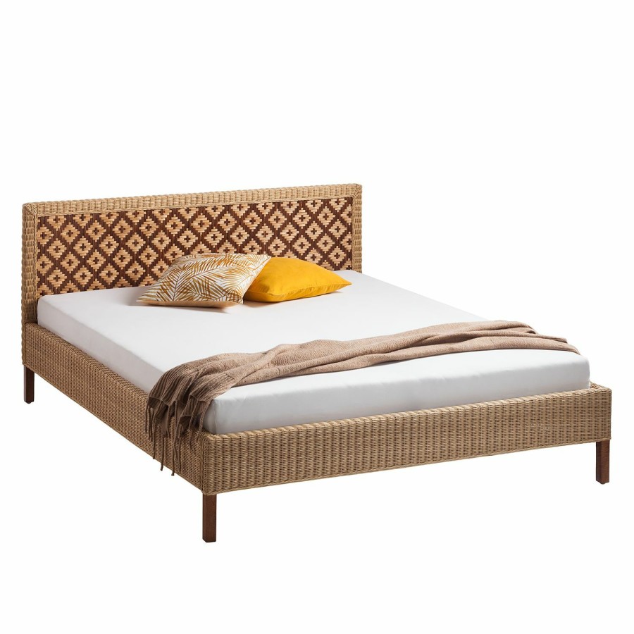 Bettgestelle * | Eva Padberg Collection Bett Lanipa Rattan / Mango Massiv