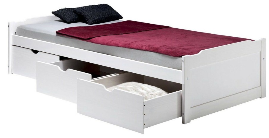 Bettgestelle * | Idimex Funktionsbett Mia 90 200 Cm Weis Hohe: 46 Cm