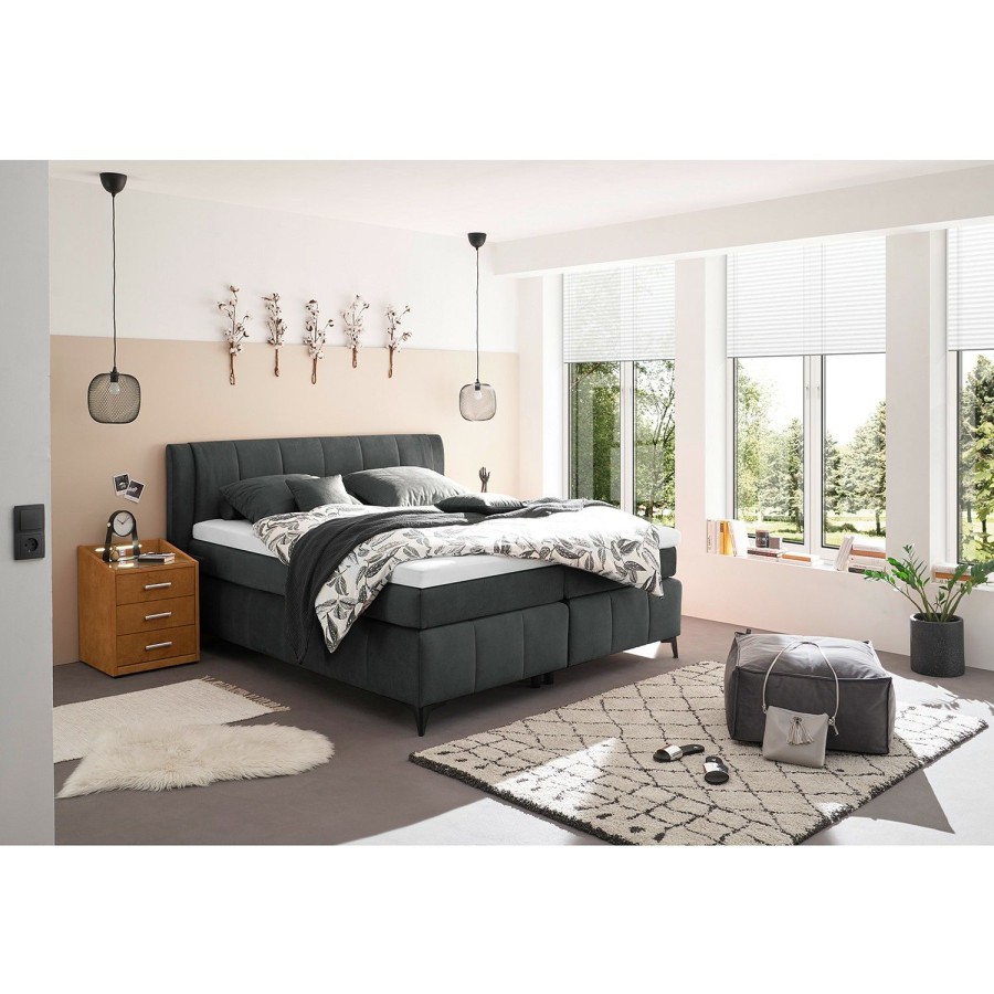 Boxspringbetten * | Loftscape Boxspringbett Dublin Anthrazit 180 X 200Cm