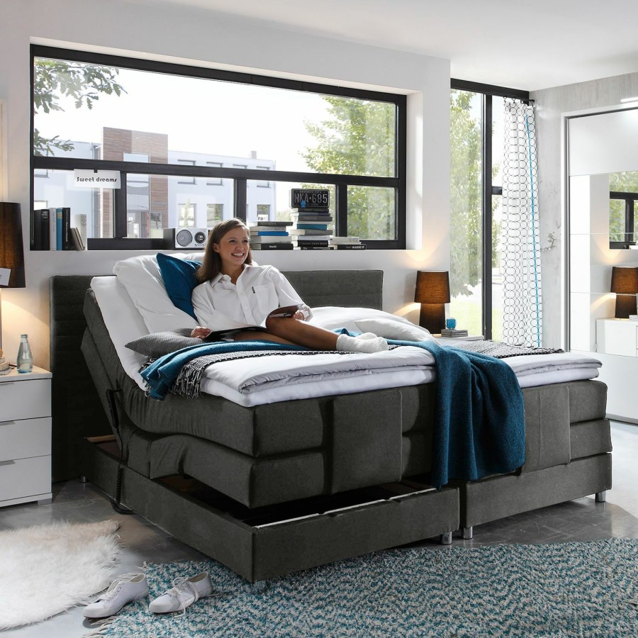 Boxspringbetten * | Loftscape Boxspringbett Belaja (Mit Elektromotor) Anthrazit