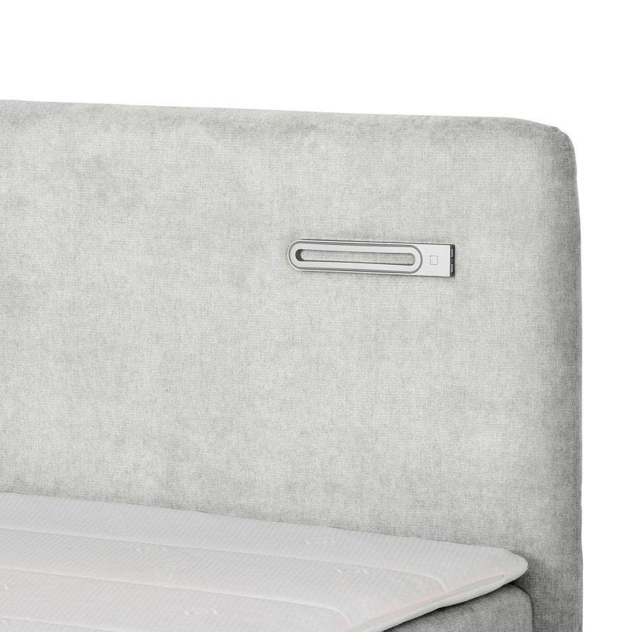 Boxspringbetten * | Loftscape Boxspringbett Speedy Ii Mit Beleuchtung Microfaser Senga: Silber H4